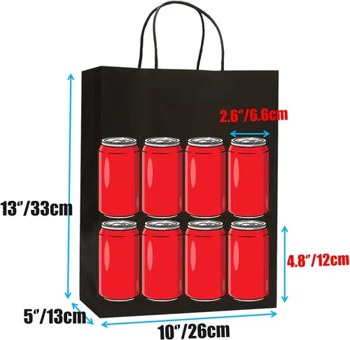 Miniatura 2 de 100 bolsas grandes de papel kraft negro con asas de 10 x 5 x 13 pulgadas, bolsas de regalo resistentes para Navidad, vacaciones, pequeñas empresas