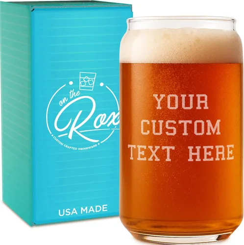 Miniatura 33 de Vaso en forma de lata de cerveza con monograma grabado - bandera de EE.UU.