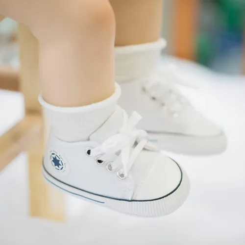 Miniatura 3 de KIDSUN - Zapatos deportivos unisex de caña alta para bebés mezclilla de lona suela antideslizante suaves para los primeros pasos