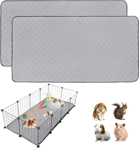 Paquete de 2 forros para jaula de cobayas LWYMX, 24'' X 48'', almohadillas lavables para orina de cobayas, alfombrilla antideslizante reutilizable