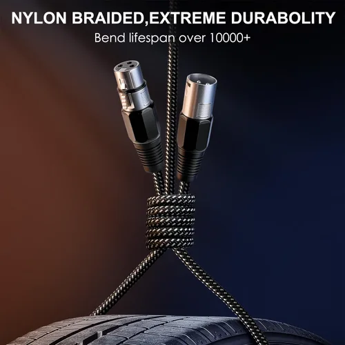 Miniatura 2 de Cable XLR KINXIYU 3 pies, cable de micrófono 3 Pin Nylong trenzado balanceado XLR macho a hembra, cables de parche de micrófono de servicio pesado