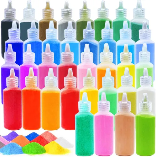 Guuozzli Kit de Arena de Arte de 36 Piezas, Pintura Escénica de Arena DIY y Botellas de Decoración de Boda