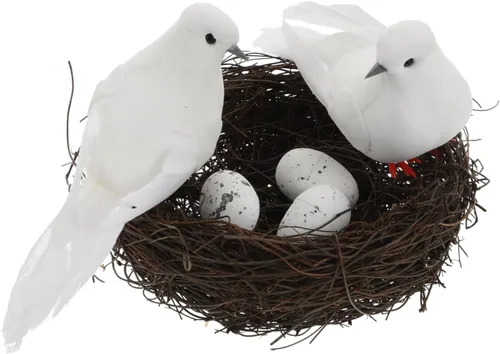 NOLITOY 2 juegos de huevos de nido de pájaros realistas para decoración de Navidad, adecuados para jardín, boda y fotografía, materiales de