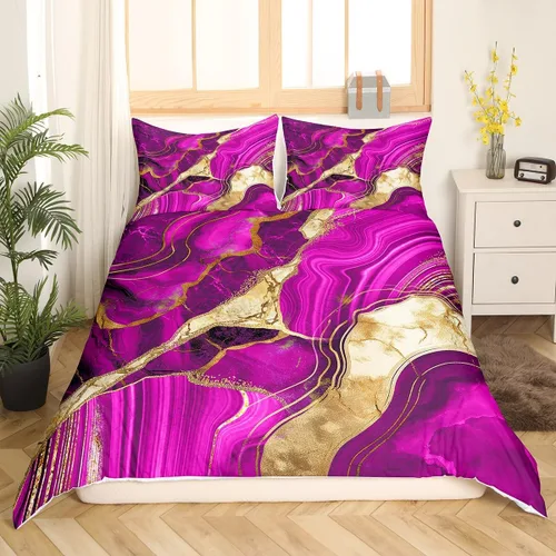 Miniatura 13 de Funda de edredón de mármol negro tamaño individual, juego de ropa de cama dorada para adultos, hombres y mujeres, funda de edredón de textura
