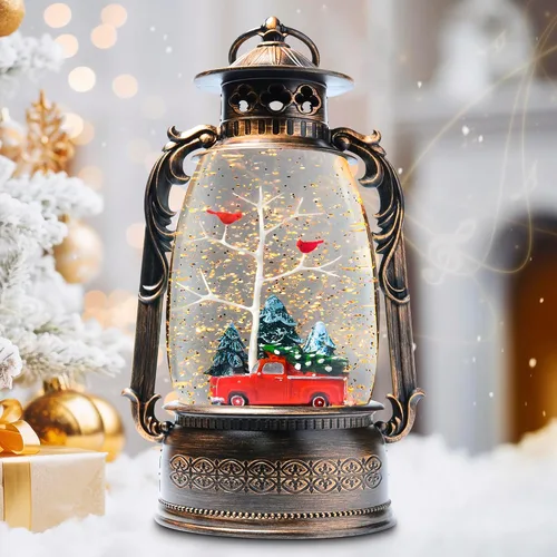 Miniatura 8 de Globos de nieve grandes de Navidad, globo de nieve musical de 13.8 pulgadas, globo de nieve de tren giratorio, 8 canciones, temporizador de 6 horas