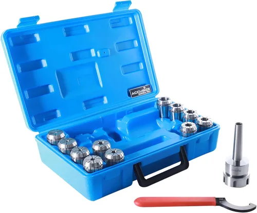 Miniatura 2 de Accusize Industrial Tools Mt2 Shank Er32 Chuck con kit de pinzas de 11 piezas, 1/8 pulgadas - 3/4 pulgadas por 16, sistema de boquilla cónica Morse