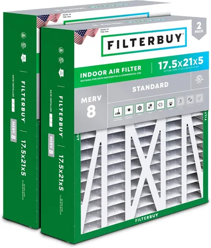 Miniatura 30 de Filterbuy 10x17x2 Filtro de aire MERV 8 Defensa Esencial contra el Polvo y las Alergias (2 unidades), Filtros exteriores plegados electrostáticos
