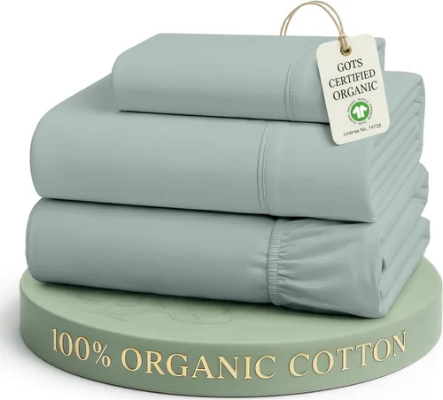 Miniatura 50 de Lane Linen Sábanas de cama tamaño Queen, juego de sábanas 100 % algodón orgánico, sábanas refrescantes suaves tamaño Queen, juego de sábanas Queen