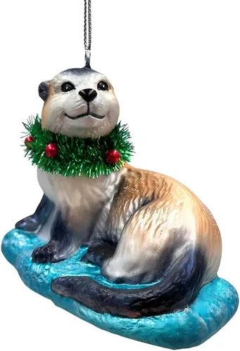 Miniatura 12 de Adorable adorno de gato atigrado con sombrero de Papá Noel, decoraciones navideñas perfectas para los amantes de los gatos, cristal hecho a mano