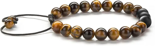 Miniatura 4 de Pulsera elástica Hamoery con cuentas naturales de ojo de tigre de 8 mm, para mujer y hombre