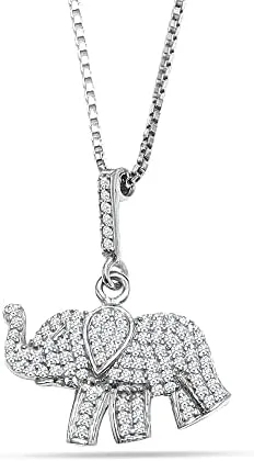 LeCalla 925 Sterling Silver Elephant Necklace for Women Animal Necklace Pendant Gift for Animal Lover Good Luck Elephant Pendant Necklace Jewelry
