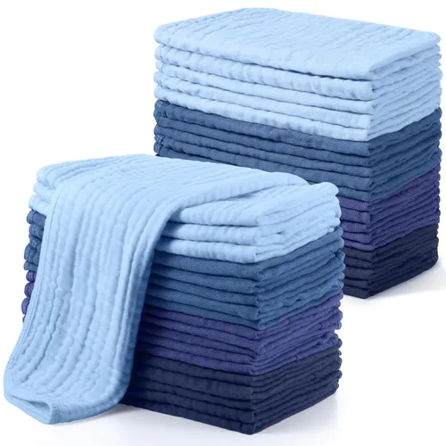 Miniatura 8 de Buryeah Gasas de muselina, 20 piezas, grandes de 20 x 10 pulgadas, 100% algodón, 6 capas ultraabsorbentes y suaves, toallitas de mano para babeo