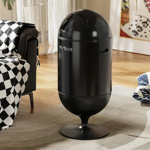 Miniatura 5 de MRBIN Bote de basura de metal con sensor de movimiento para baño con tapa, cesta de basura automática en forma de copa de vino de 5.3 galones, sin