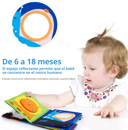 Miniatura 4 de beiens - Libros suaves para bebés, en blanco y negro, alto contraste, tela no tóxica, tacto y sensación de tela arrugada, juguetes de estimulación