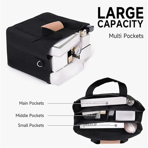 Miniatura 4 de Moonelo Everything - Bolsa de lona con múltiples bolsillos, bolsa de mano con compartimentos, bolsa de mano para mujer