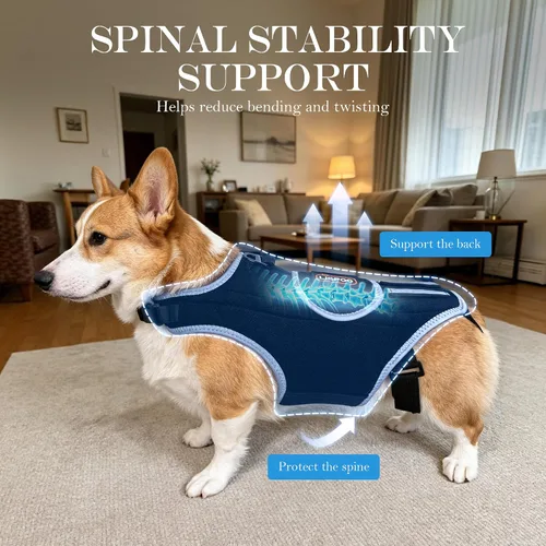 Miniatura 3 de Soporte de espalda para perro para IVDD, soporte espinal de apoyo completo con soportes metálicos para enfermedades del disco, alivio del dolor