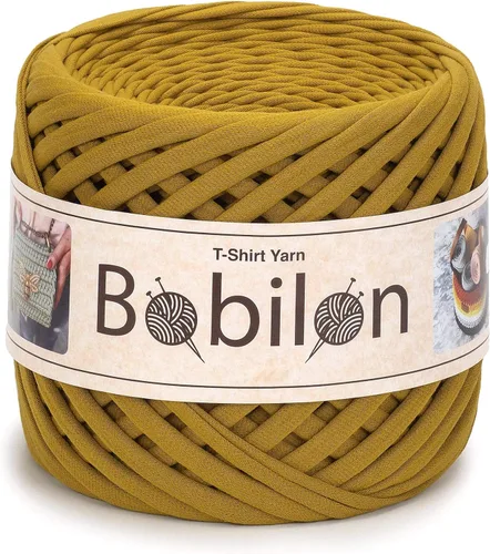 Miniatura 27 de Hilo de camiseta – 0.197-0.276 in – Cinta de punto para ganchillo, tejido, macramé, manualidades – 328.1 ft / 110 yardas – Hilo de algodón Apricot