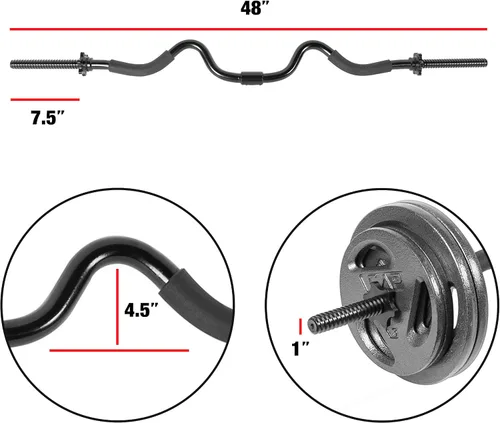 Miniatura 2 de CAP Barbell RB-48T2B Super Curl Bar, Negro, 48