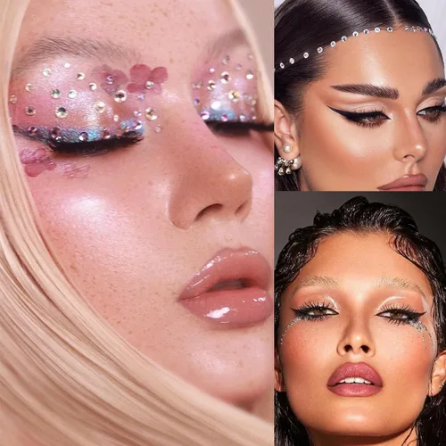 Miniatura 2 de NOOEPC Gemas faciales para el cabello, joyas autoadhesivas para la cara, joyas para los ojos, diamantes de imitación para la cara, gemas