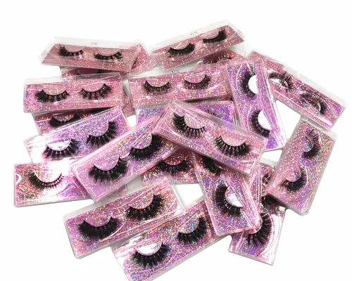 Paquete de 10 pares de pestañas de visón sintético, pestañas de aspecto natural, pestañas postizas de 0.63 a 0.78 pulgadas, color rosa