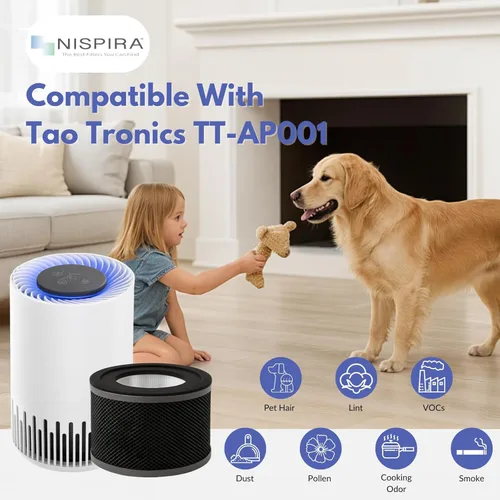 Miniatura 3 de Nispira Filtro de repuesto True HEPA para purificador de aire, compatible con Tao Tronics TT-AP001, 1 paquete