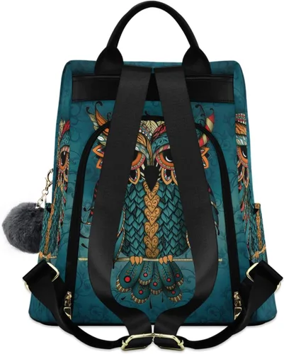 Miniatura 5 de ALAZA - Mochila para mujer, antirrobo, a la moda, bolsa de hombro, estampado de búho y étnico