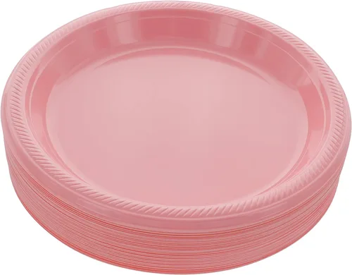 Miniatura 11 de Amcrate Platos desechables de plástico, negro, 10.4 pulgadas, fuertes y resistentes para fiestas, cenas, vacaciones, picnic, viajes, paquete de 50