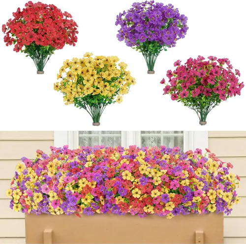 Miniatura 10 de Lifewit Flores artificiales para interiores y exteriores, 12 paquetes de flores falsas de plástico con hojas de eucalipto para decoración del jardín