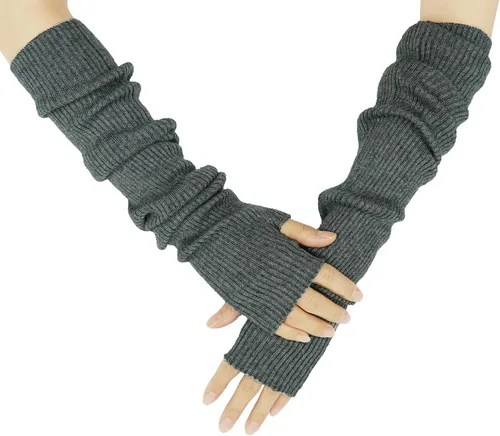 Miniatura 21 de Guantes cálidos de cachemira de brazo largo para mujer, guantes de invierno acogedores sin dedos, calentadores de brazos suaves, gran regalo