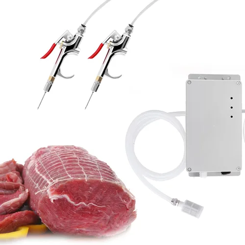 Miniatura 8 de Bomba eléctrica inyectora de carne con manguera, jeringa inyectora de marinada de acero inoxidable de 70 W con 10 agujas para barbacoa, pavo, cerdo