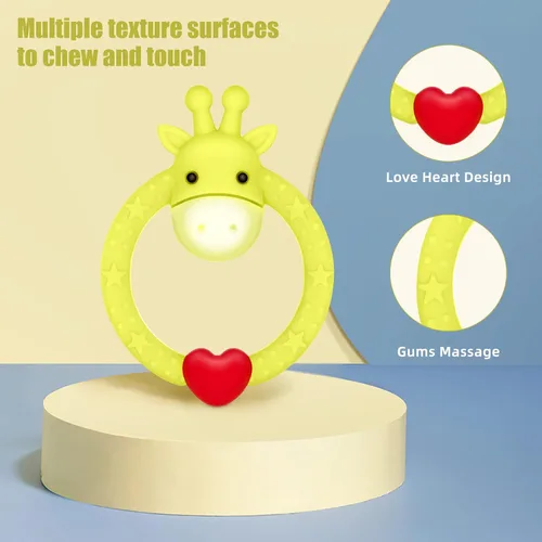 Miniatura 3 de SHARE&CARE Heart - Juego de 3 anillos de silicona sin BPA, mordedores de bebé, juguetes de dentición para bebés de 3 meses por encima de los bebés