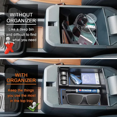 Miniatura 3 de TOPINSTALL Organizador Azul Compatible con Accesorios Ford Maverick 2022-2026, Caja de Almacenamiento para Consola Central de Camioneta Pickup Truck
