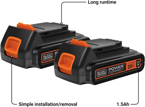 Miniatura 2 de BLACK+DECKER Batería de iones de litio de 20 V MAX POWERCONNECT de 1.5 Ah, paquete de 2, paquetes de baterías de herramientas inalámbricas