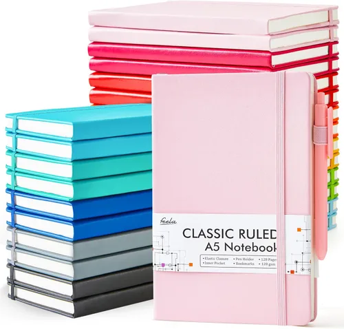 Miniatura 11 de Feela - Paquete de 24 cuadernos en blanco para el trabajo, cuaderno de negocios de tapa dura con líneas para escritura y soporte para bolígrafos