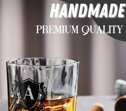Miniatura 6 de Regalos de whisky para hombres, vaso de whisky con inicial personalizada con piedras de whisky para papá, novio, mejores amigos, compañeros