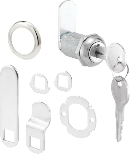 Cerradura para cajón y gabinete Prime-Line Products U 9945, 1-1/8 pulgadas, fundida a presión, acero inoxidable, 13/16 pulgadas Máximo Panel Cromo