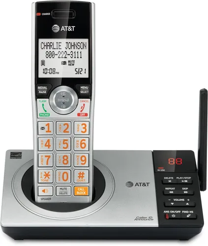 Miniatura 16 de Teléfono inalámbrico expandible DECT 6.0 con sistema de respuesta y bloqueador inteligente de llamadas de AT&T CL82207, Plateado/Negro