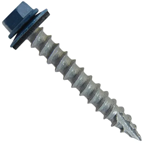 Miniatura 11 de Tornillos de metal para techos n.º 14 x 1-1/2 pulgadas, cabeza hexagonal de arandela de piel de buque Tornillo de techo de chapa metálica. Buckskin