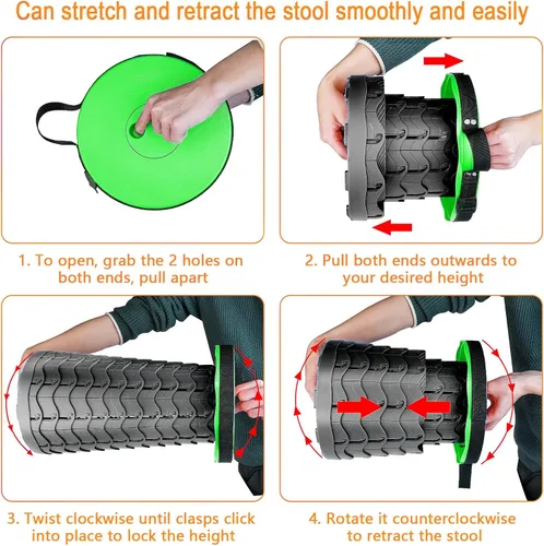 Miniatura 5 de Boreeman Taburete plegable mejorado, ligero pero más resistente, con capacidad de carga, 400 libras, taburete plegable portátil para camping, pesca