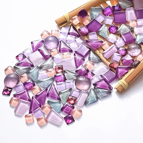 1.1LB Azulejos de Mosaico de Cristal Irregular de Color Mixto, Pequeños Azulejos de Mosaico Mini para Manualidades DIY, Artesanía de Cristal Hecha a