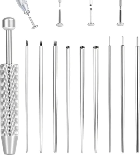 Miniatura 8 de Uni-J Herramienta de perforación de bola cónica para cambiar joyas, 14G, 16G, 18G, 20G, sin rosca, rosca interna, kit de estiramiento de rosca
