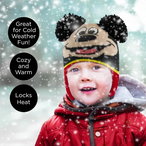 Miniatura 2 de Disney Conjunto de gorro y manoplas de invierno para niños, gorro de Mickey Mouse para niños de 2 a 4 años