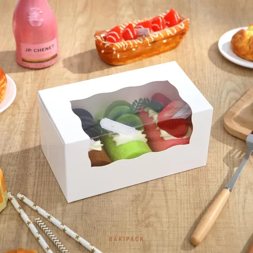 Miniatura 4 de Cajas de 25 rollos para pasteles, cajas de rollo de calabaza de 7 x 4 x 3.5 pulgadas, cajas de panadería blancas con ventana, cajas para muffins