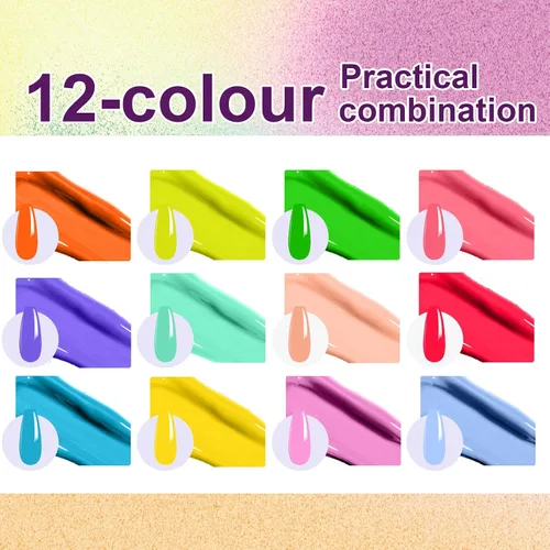 Miniatura 2 de Gel de pintura degradada, 12 colores brillantes, esmalte de uñas de gel degradado para uñas de pigmento Pat, uñas aura, manicura francesa, arte
