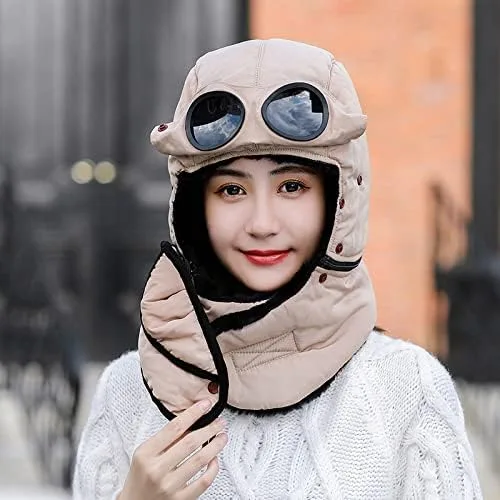 Miniatura 6 de Winter Thermal Trapper Hat with Glasses Winter Cycling Windproof Ski Mask Cap