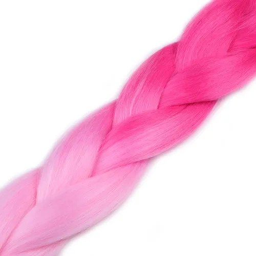 Miniatura 7 de Cabello trenzado ombré (rosa/rosa claro), 3 extensiones de cabello trenzado jumbo para trenzas de caja de 24 pulgadas, sello de agua caliente, suave