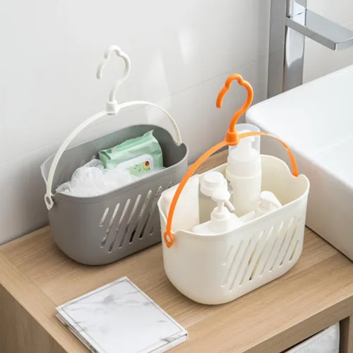 Miniatura 4 de DOITOOL Organizador de 2 cestas de almacenamiento colgantes de cocina con gancho giratorio versátil de plástico para ducha y soporte de cocina