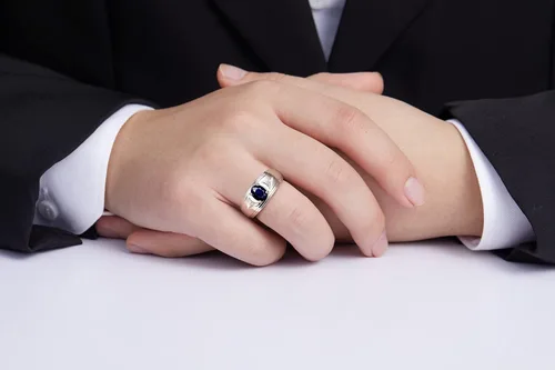 Miniatura 2 de Rylos Anillos para hombre de diseño clásico de 0.315 x 0.236 in con piedras preciosas ovaladas y diamantes brillantes Anillos de piedra natal