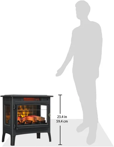 Miniatura 9 de Duraflame Estufa eléctrica independiente de chimenea con efecto de llama 3D para 1,000 pies cuadrados, color bronce