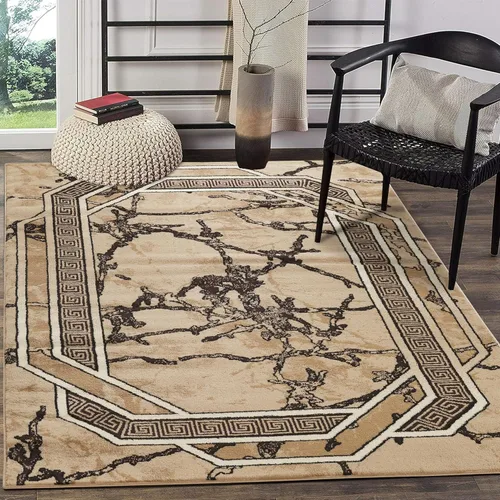 Miniatura 10 de Glory Rugs Alfombra moderna de 2x7, color marrón, beige, negro y crema, con textura de mármol, alfombra suave contemporánea para piso, con textura
